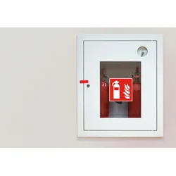 Exacompta 67030E Hinweisschild, Feuerlöscher, PVC, selbstklebend und rutschfest, 10x10 cm - Rot