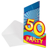 Einladungskarten 50. Geburtstag "Partyspaß" 8er Pack
