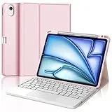 IVEOPPE Tastatur iPad Air 6. Generation Touchoad, iPad Air 11" Hülle mit Tastatur 2024, Magnetisch Abnehmbare Bluetooth QWERTZ Tastatur für iPad Air 6 11 Zoll 2024, Rosa