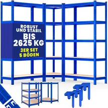 monzana Eckregal 3er-Set Stahl/MDF blau 875 kg