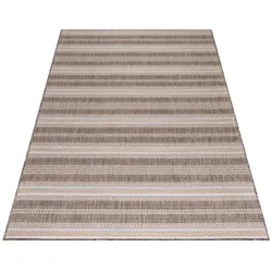 In Outdoor Teppich Beige, Vintage Design, Flachgewebe, Wetterfest