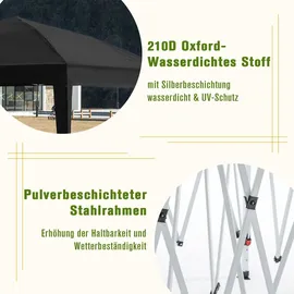 Laiham Faltpavillon 3 x 3 m inkl. 4 Seitenteile Schwarz