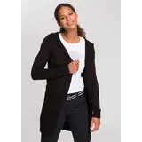 KangaROOS Kapuzenstrickjacke mit aufgesetzten Taschen und breiten Rippbündchen Schwarz 32/34