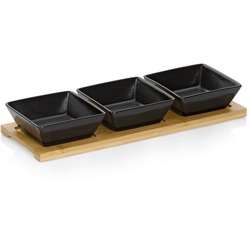 Schalen-Set Philipa Porzellan schwarz 4tlg 33,5x12,0x5,0cm