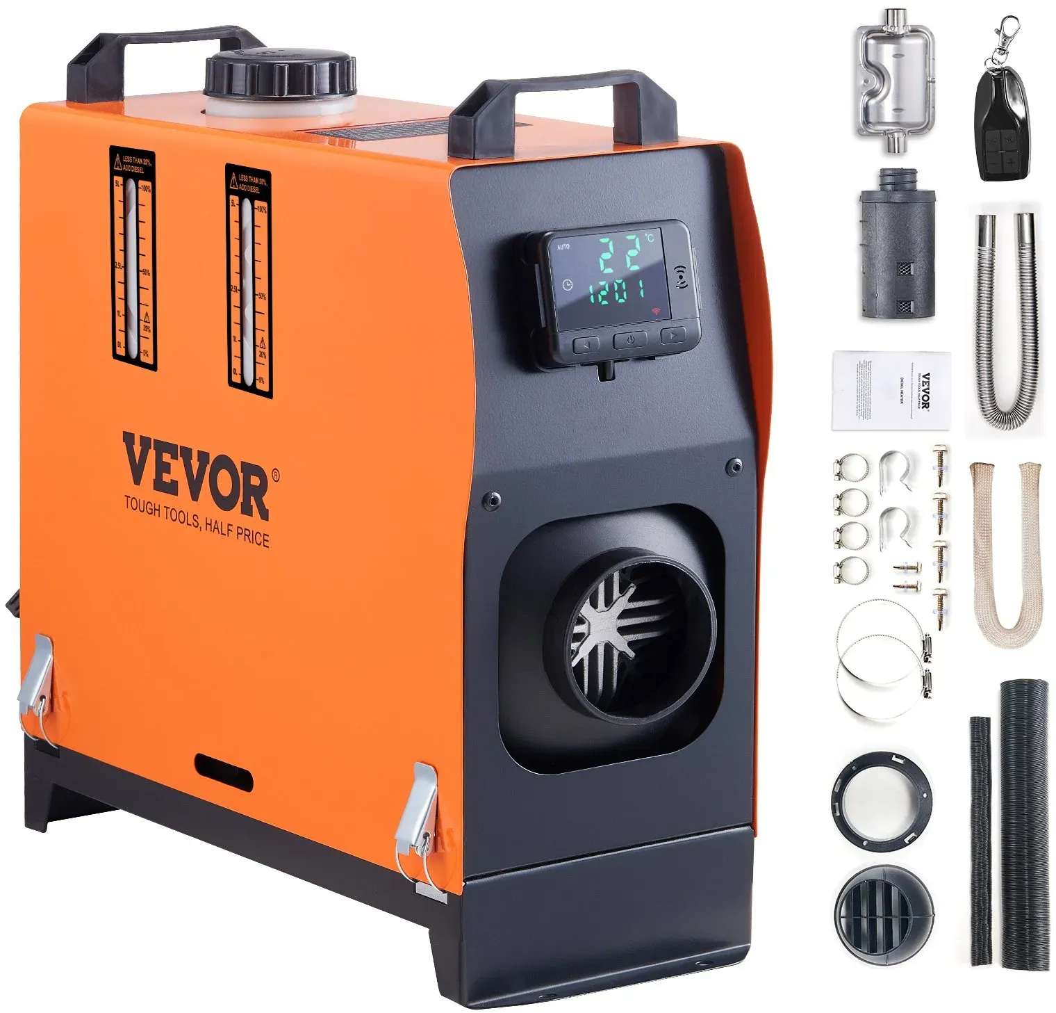 VEVOR Luft Dieselheizung Standheizung 12 V 5-8KW, Luftheizung Air Diesel Standheizung Lufterhitzer, 0,16–0,62 L/Std. Dieselheizung mit LCD-Display & Fernbedienung Air Diesel Heizung Bus, Lkw usw.
