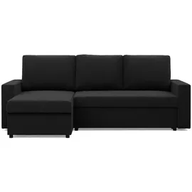 mebligo Ecksofa mit Schlaffunktion, Schwarz - Schwarz