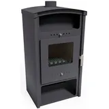 Kaminofen "Ulisse", Exklusiv,Aufstellort in deinem Zuhause", schwarz, Kaminöfen, mit Holz- und Warmhaltefach, nur 80 Kg leicht