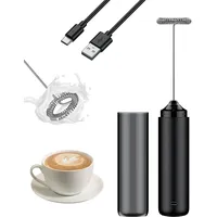 Pawfly Wiederaufladbarer Milchaufschäumer, elektrischer Handschaumbereiter aus Edelstahlquirl, tragbarer Kaffeeschäumer, Akku-Milchaufschäumer Stab Mixer für Cappuccino Latte Matcha Heiße Schokolade