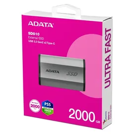 A-Data SD810 2 TB USB-C 3.2 Gen 2x2 Silber