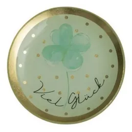 Giftcompany Love Plates, Glasteller in verschiedenen Formen, Verschiedene Sprüche ... zu jedem Anlass was Passendes (Viel Glück, Größe S, Mint