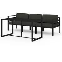 vidaXL 4-tlg. Garten-Lounge-Set mit Kissen Aluminium Anthrazit