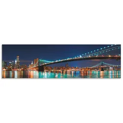 Artland Küchenrückwand »New York Skyline Brooklyn Bridge«, (1 tlg.), Alu Spritzschutz mit Klebeband, einfache Montage Artland blau