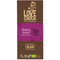 Lovechock Bio rohe Schokolade, Blaubeere-Hanfsaat 70 g Schokolade
