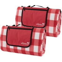 eGenuss 2 Sets Picknickdecke 200x200 cm wasserdicht isolierend abwaschbar faltbar kleines Packmaß | Picknick Strandmatte mit Reißverschlusstasche, Griff und Schulterrieme | Rot