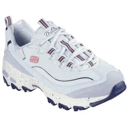 Sneaker SKECHERS "D'LITES-BOLD VIEWS", Damen, Gr. 41, blau (hellblau), Leder, Textil, sportlich, Schuhe, Freizeitschuh, Halbschuh, Schnürschuh mit Air-Cooled Memory Foam, Topseller