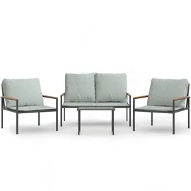 vidaXL 4-tlg. Garten-Lounge-Set mit Kissen Anthrazit Stahl