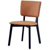 Xlmoebel Esszimmerstuhl Luxuriöser Holzstuhl in Orange und Schwarz mit hochwertigem Polster (Einzelstuhl, 1 St), Hergestellt in Europa braun|orange|schwarz
