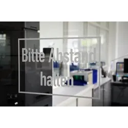 Aufkleber Hinweisschild für Glas, Bitte Abstand halten - 300 x 200 mm Folie selbstklebend