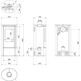 Kratki Erik Ø150 Keramik Grau/Abdeckplatte Schwarz
