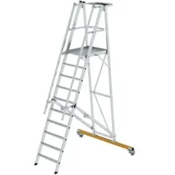 MUNK Aluminium-Podestleiter fahrbar klappbar 10 Stufen
