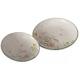 Boltze GRUPPE GmbH Servierplatte Teller mit Blumenmuster FLORINA, aus Keramik, 2er-Set, Keramik, (2er-Set), Servierteller mit Blumenmuster