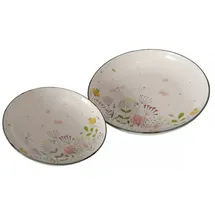 Boltze GRUPPE GmbH Servierplatte Teller mit Blumenmuster FLORINA, aus Keramik, 2er-Set, Keramik, (2er-Set), Servierteller mit Blumenmuster