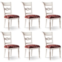 Casa Padrino Luxus Barock Esszimmerstuhl Set Bordeauxrot / Rosa / Weiß - Edles Barock Esszimmer Stühle 6er Set - Barock Esszimmer Möbel - Luxus Qualität - Made in Italy
