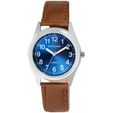 Excellanc Herren-Uhr mit Kunstlederions-Armband, braun/ZB blau)