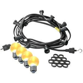 satisfire Illu-Partylichterkette 40 m Schwarz 60 ultra-warmweiße LED Kugeln