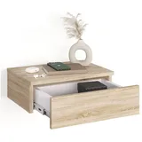 komto Wandregal mit Schublade Sonoma Eiche - Nachttisch Hängend Nachttisch Wandmontage Wandschublade Nachtschrank Hängend | Monaco 46 x 30 x 15 cm