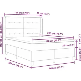 vidaXL Boxspringbett 140 x 200 cm Creme