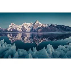 Fototapete PAPERMOON "Photo-Art QIYE, SHISHAPANGMA PACKEIS", blau (bunt), B:2,50m L:1,86m, Vlies, Tapeten