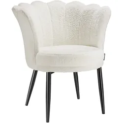 TECTAKE Sessel Stella, dicke Polsterung, 67x64x76cmKunstfell creme/schwarz