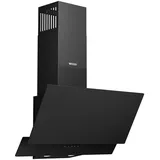 Wiggo A642 Dunstabzugshaube 60cm kopffrei I Abluft Umluft Dunstabzug 626m3/h - Touch-Display 4 Stufen I Energieeffizienzklasse A Schräghaube inkl. 2x Kohlefilter I Abzugshaube Glasfront schwarz