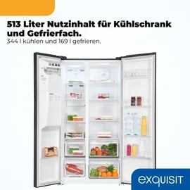 Exquisit SBS 520-CF-040E Side-by-Side (513 l, 1770 mm hoch, Inoxlook-az)