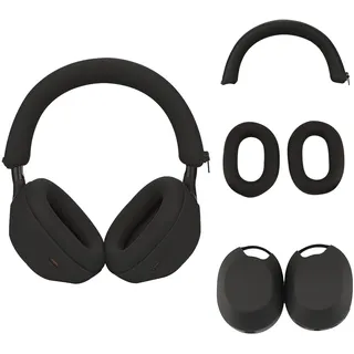 Silikonhülle für Sony WH-1000XM5,Sony xm5 Kopfhörer Schutzhülle,Ohrmuscheln für Sony xm5,WH-1000XM5 Zubehör Soft Silikon Skin Protector-Schwarz