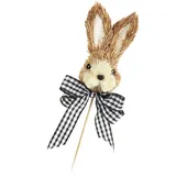 COM-FOUR® 3x Blumenstecker im Hasen-Design - Osterhasen-Dekostecker - niedliche Hasenköpfe mit Schleife - Steckdeko für Blumentopf und Beet - Häschen-Pflanzstab - Osterdekoration