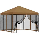 vidaXL Garten Pavillon 3 x 3 m inkl. 4 Seitenteile Beige/Weiß