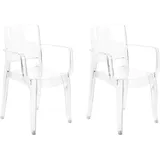 Stuhlset 2 Stühle Transparent Kunststoff robuste Rückenlehne Armlos Stapelbar modernes Design