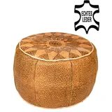 Marrakesch Orient & Mediterran Interior Pouf Leder 40 x 30 x 40 cm Braun