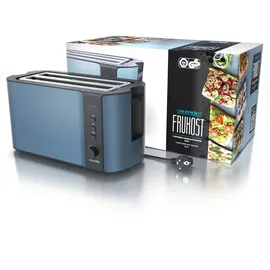 Arendo 4-Scheiben-Toaster mit Restzeitanzeige, Langschlitz-Toaster, Auftaufunktion, 6 Stufen, Blau