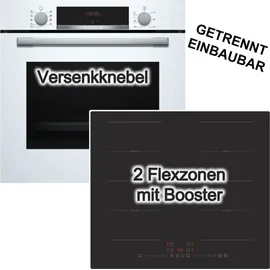 Bosch Backofenset Weiß 71 Liter 3D Heißluft Induktionskochfeld 60 cm