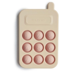Mushie Spiel, Sensorik-Spielzeug Telefon, Rosa fördert die Feinmotorik Handy-Druckspielzeug Babyspielzeug rosa