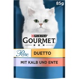 Gourmet Perle Duetto Katzenfutter nass, mit Kalb und Ente, 26er Pack (26 x 85g)