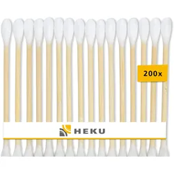 HEKU 200 Stück Bambus-Wattestäbchen - Nachhaltige Ohrenreiniger, kompostierbar, plastikfrei & biologisch abbaubar - Für Körperpflege & Kosmetik