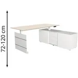 Kerkmann Move 3 elektrisch höhenverstellbarer Schreibtisch ahorn, weiß rechteckig, Wangen-Gestell weiß 180,0 x 80,0 cm