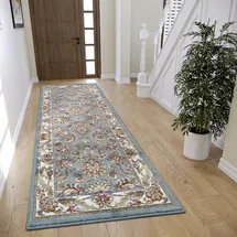 HANSE HOME Reni Teppich Orientalisch – Orient Läufer klassisch dicht gewebt mit Ornamenten und Blumenmotiven Weicher Kurzflor für Schlafzimmer, Esszimmer, Wohnzimmer, Flur – Mint Creme, 80x240cm