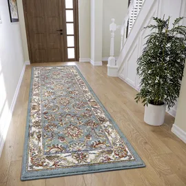 HANSE HOME Reni Teppich Orientalisch – Orient Läufer klassisch dicht gewebt mit Ornamenten und Blumenmotiven Weicher Kurzflor für Schlafzimmer, Esszimmer, Wohnzimmer, Flur – Mint Creme, 80x240cm