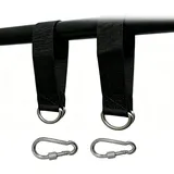 Hängematte Outdoor 2 Stück, Hängematte mit Gestell, Schaukel Befestigungsgurte, Mit Zwei D-Ringen, Nylon Aufhängung mit Karabinern für Schaukel und Hängematten