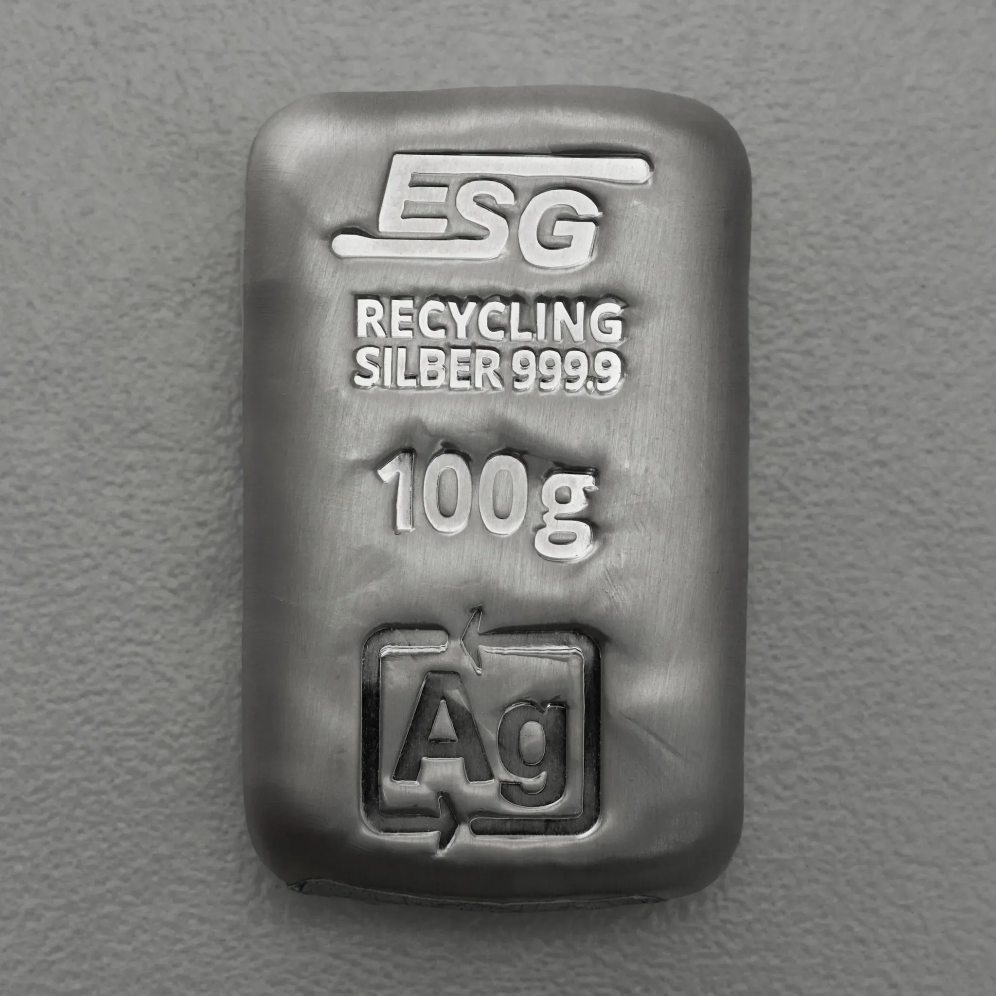 Silberbarren 100g ESG gegossen Recyclingsilber